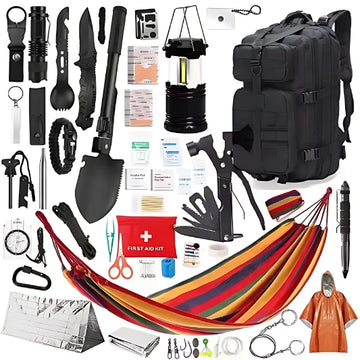 Sac de Survie 172-en-1 | Kit de survie complet avec sac à dos 50L, soins et outils