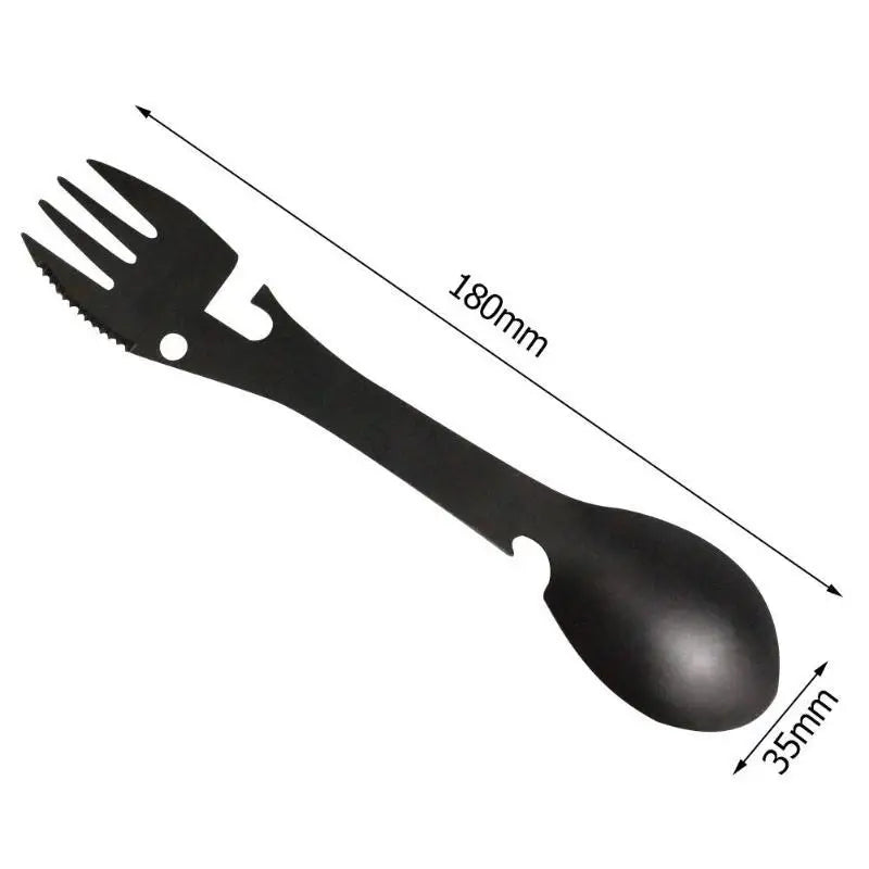 Outil de survie 5 en 1 fourchette cuillère couteau | Polyvalence en situation de crise