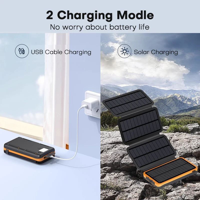 Batterie portable solaire 20000mAh | Préparation d'urgence