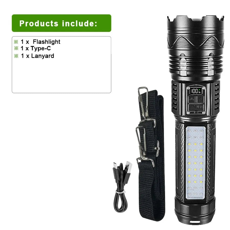 Lampe Tactique LED 1500W Rechargeable | Longue Portée 6000M